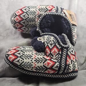 Muk Luks Women’s Knit Slippers Nordic Fair Isle Cozy Indoor Outdoor M 7-8